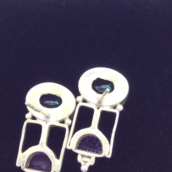 Vintage Amethyst & Quartz Earrings - Picture 6 of 7